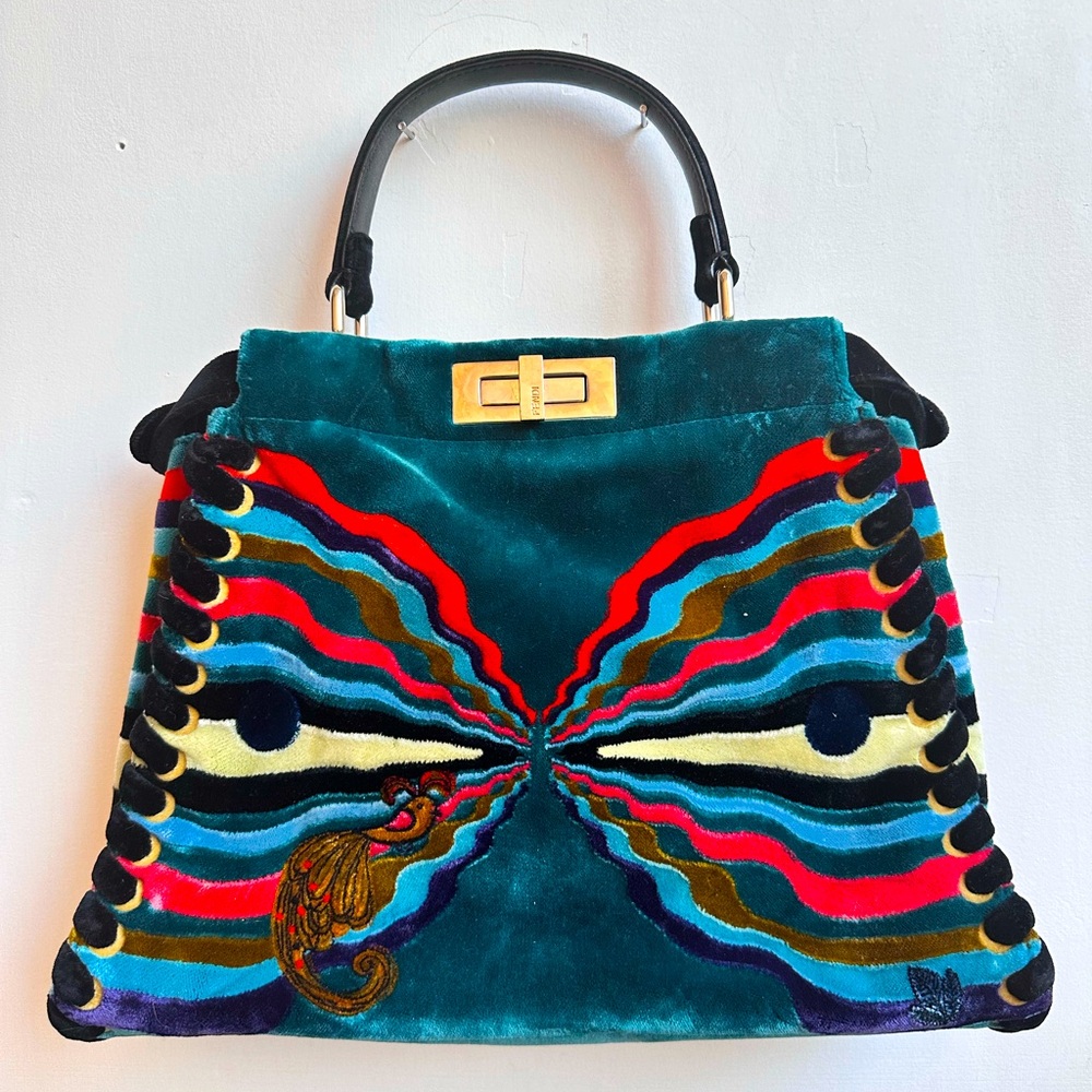 Fendi Peekaboo Bag Embroidered Velvet large